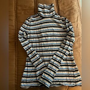 Proenza Schouler Black and Blue Striped Turtleneck